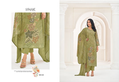 Hunar Simar Glossy Pure Lawn Pant Style Suits Wholesale Price