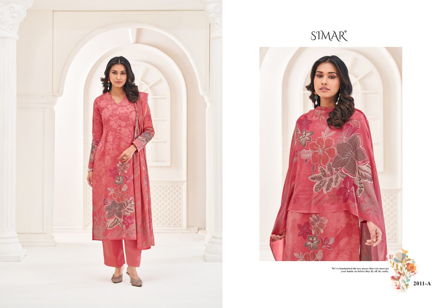 Hunar Simar Glossy Pure Lawn Pant Style Suits Wholesale Price