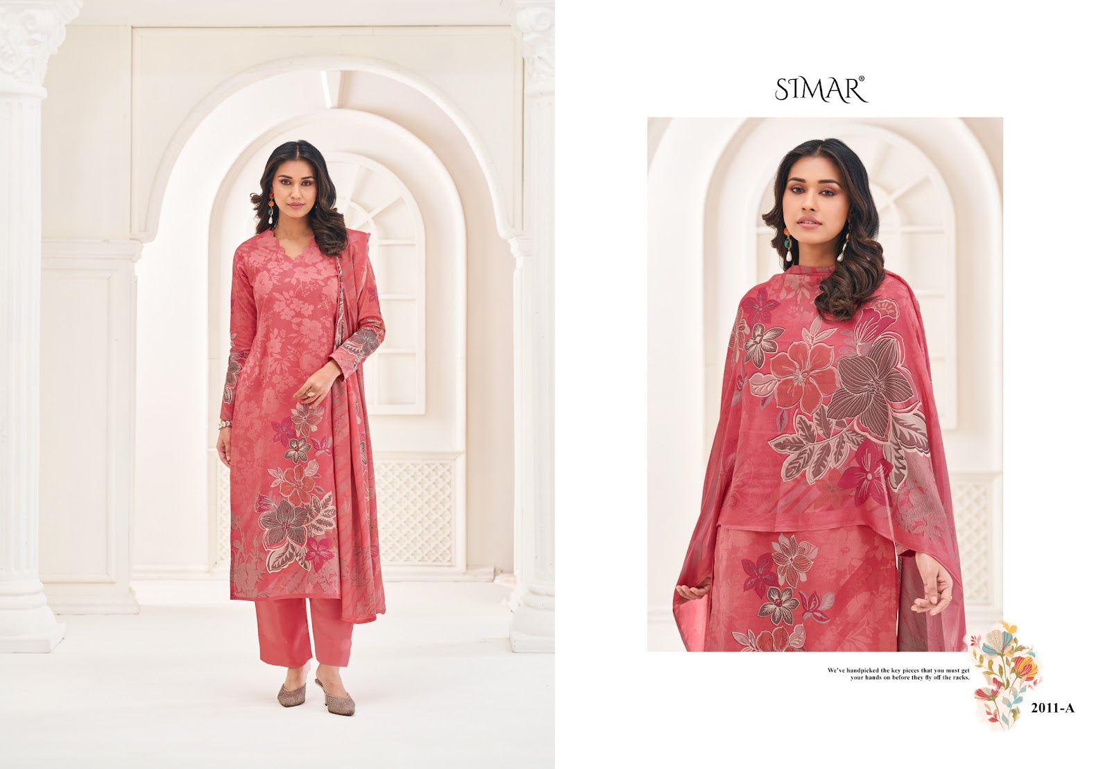 Hunar Simar Glossy Pure Lawn Pant Style Suits Wholesale Price