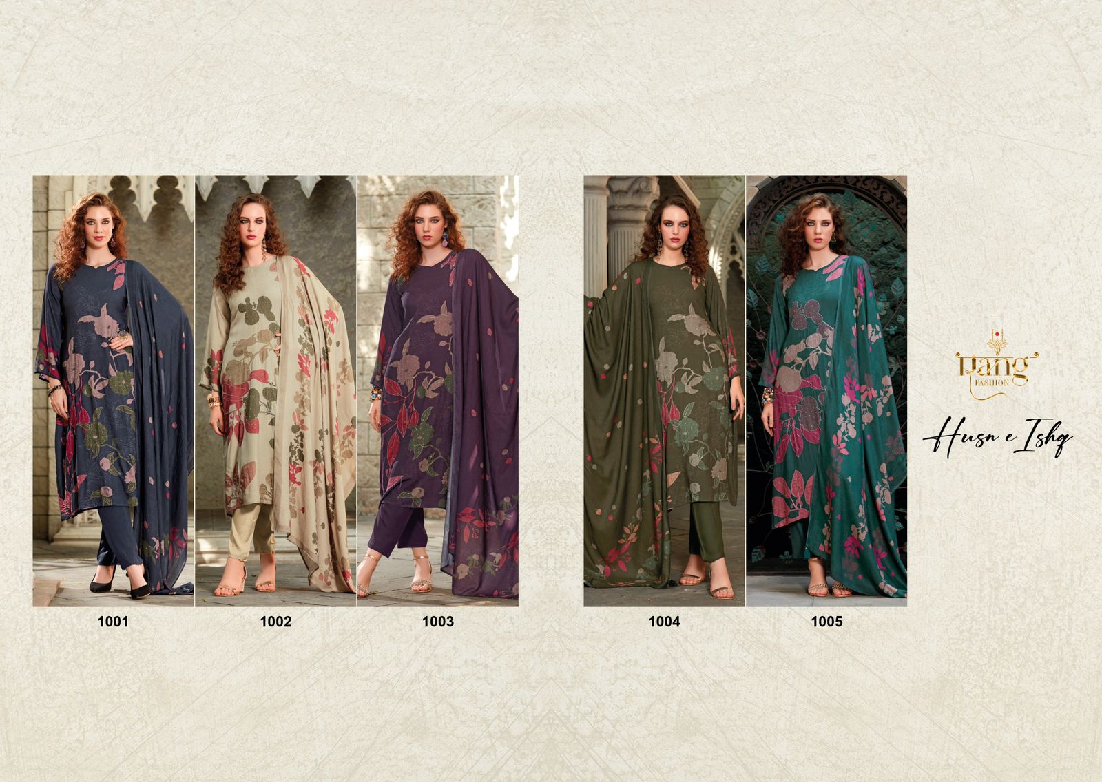 Husn E Ishq Rang Fashion Wool Pashmina Suits Supplier India