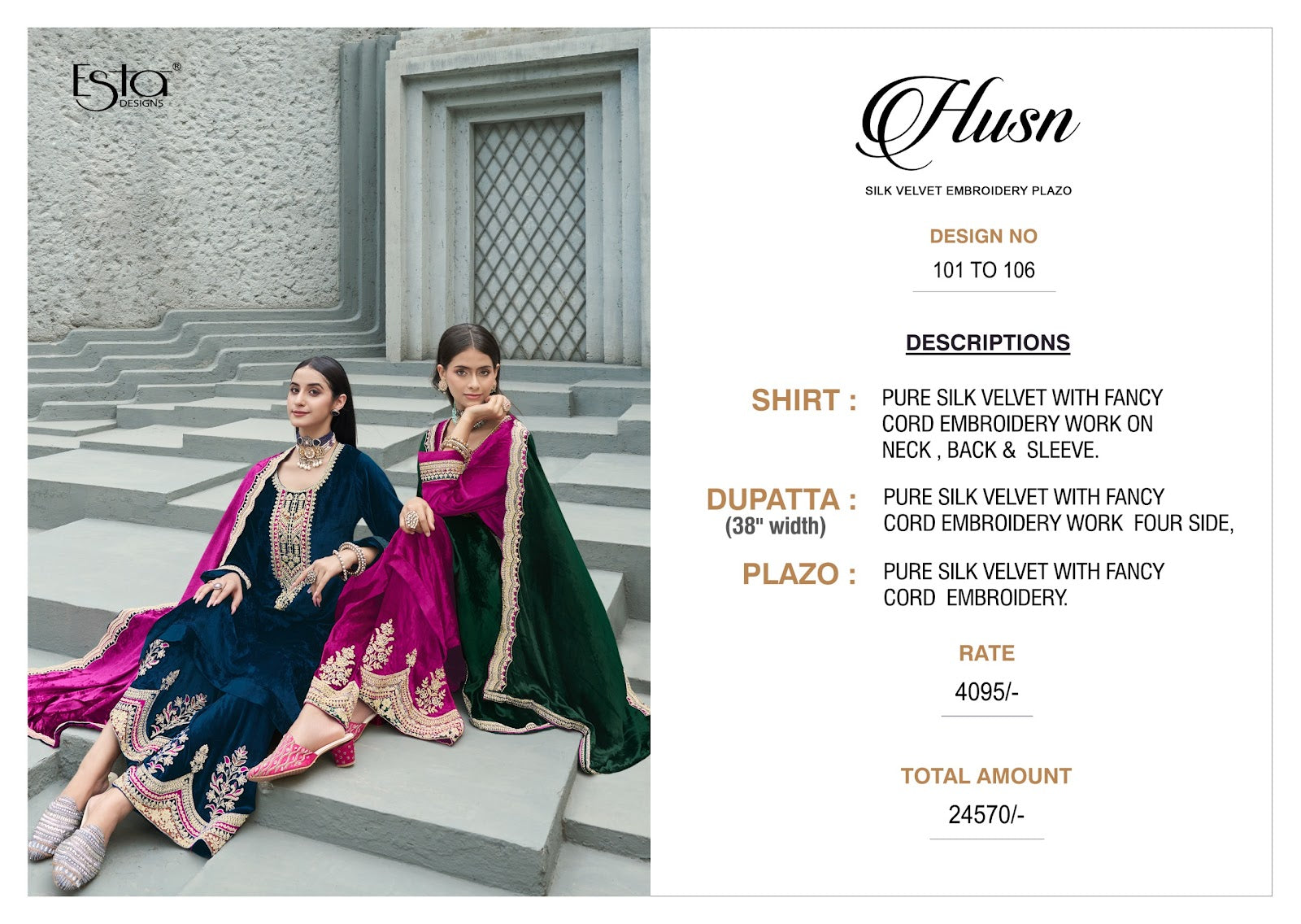 Husn Esta Designs Velvet Suits Exporter