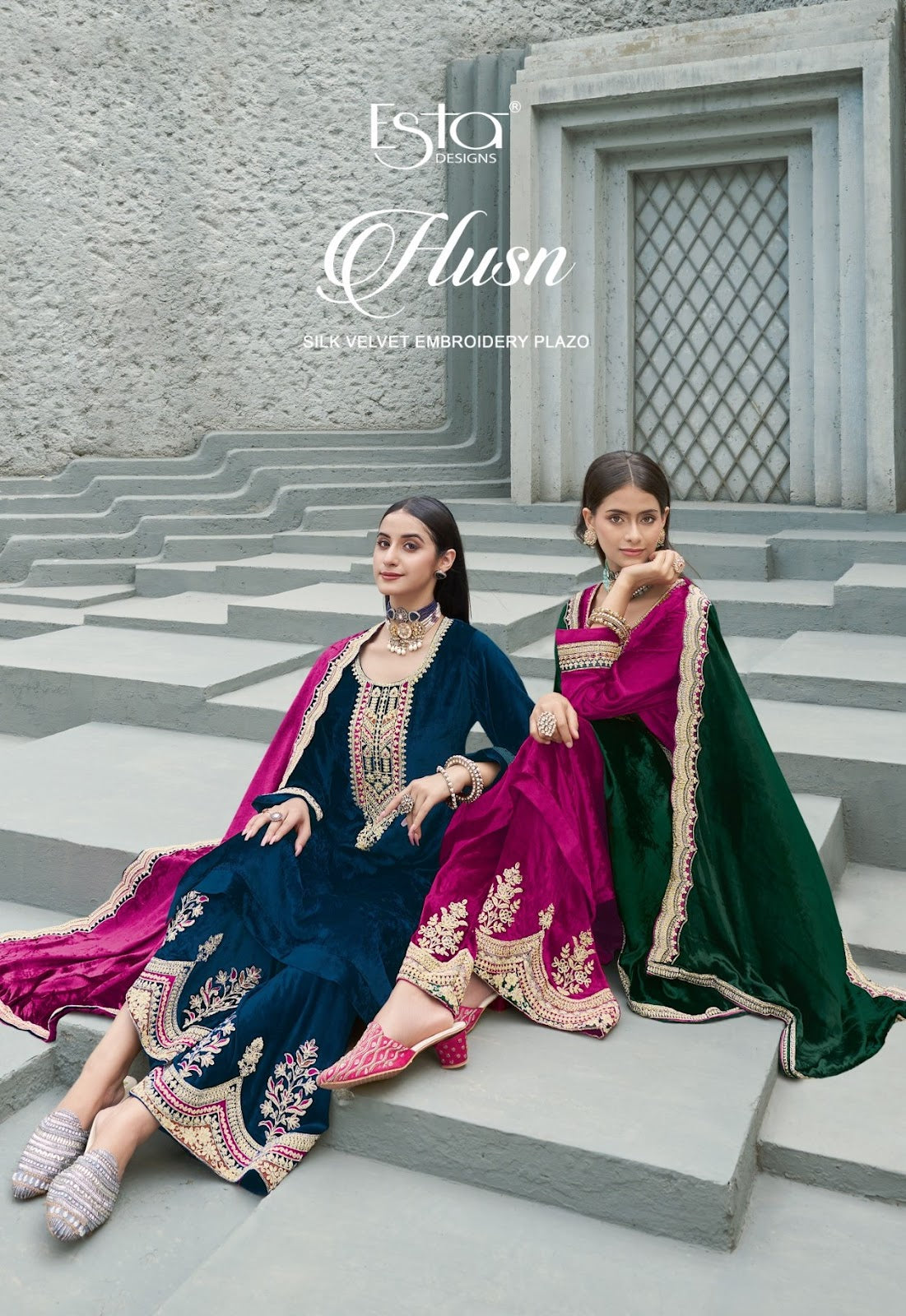 Husn Esta Designs Velvet Suits Exporter