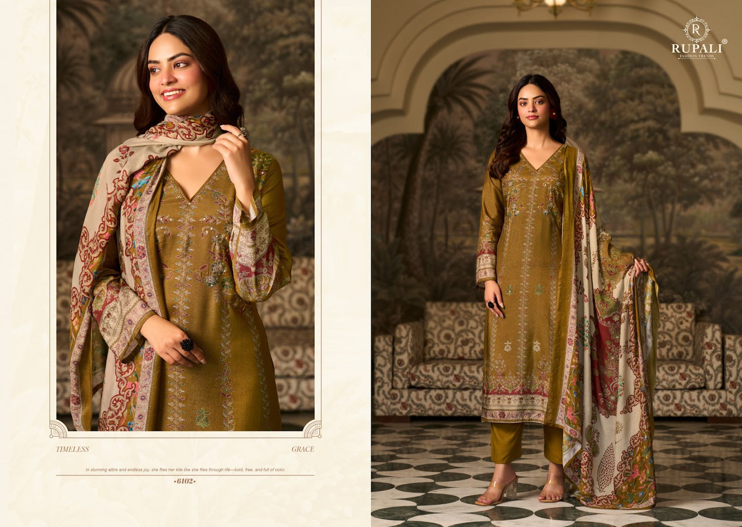Husn Pari Rupali Viscose Muslin Pant Style Suits Manufacturer Gujarat