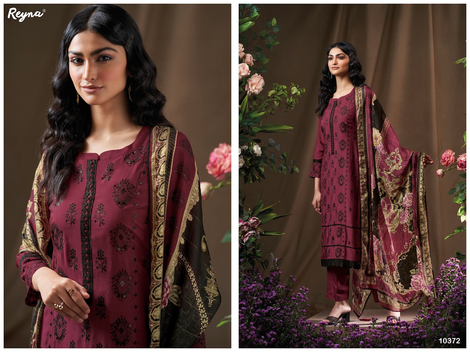 Husn Reyna Bembarg Silk Pant Style Suits Exporter India