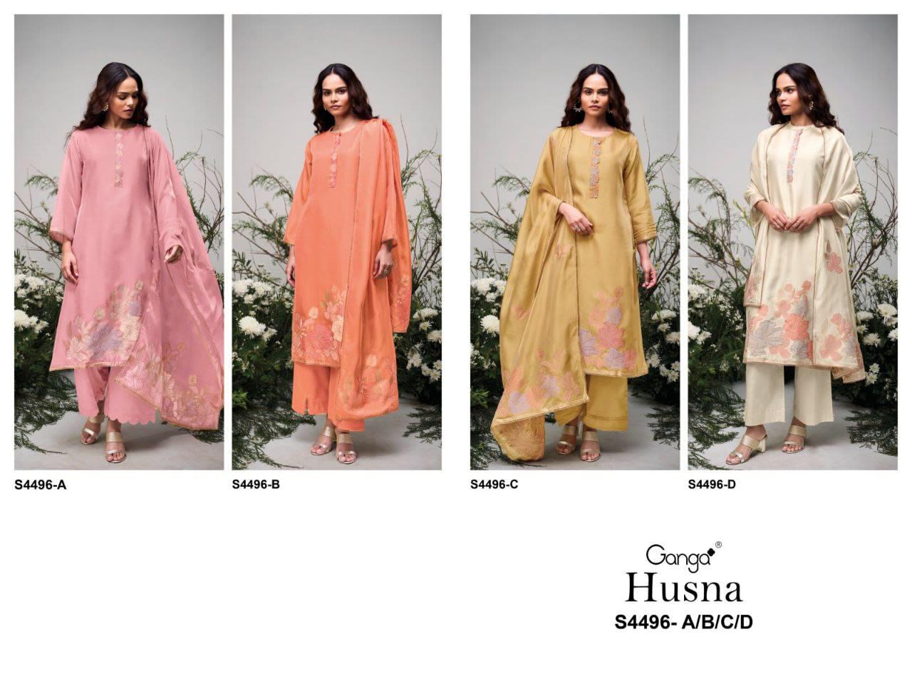 Husna 4496 Ganga Viscose Plazzo Style Suits Supplier