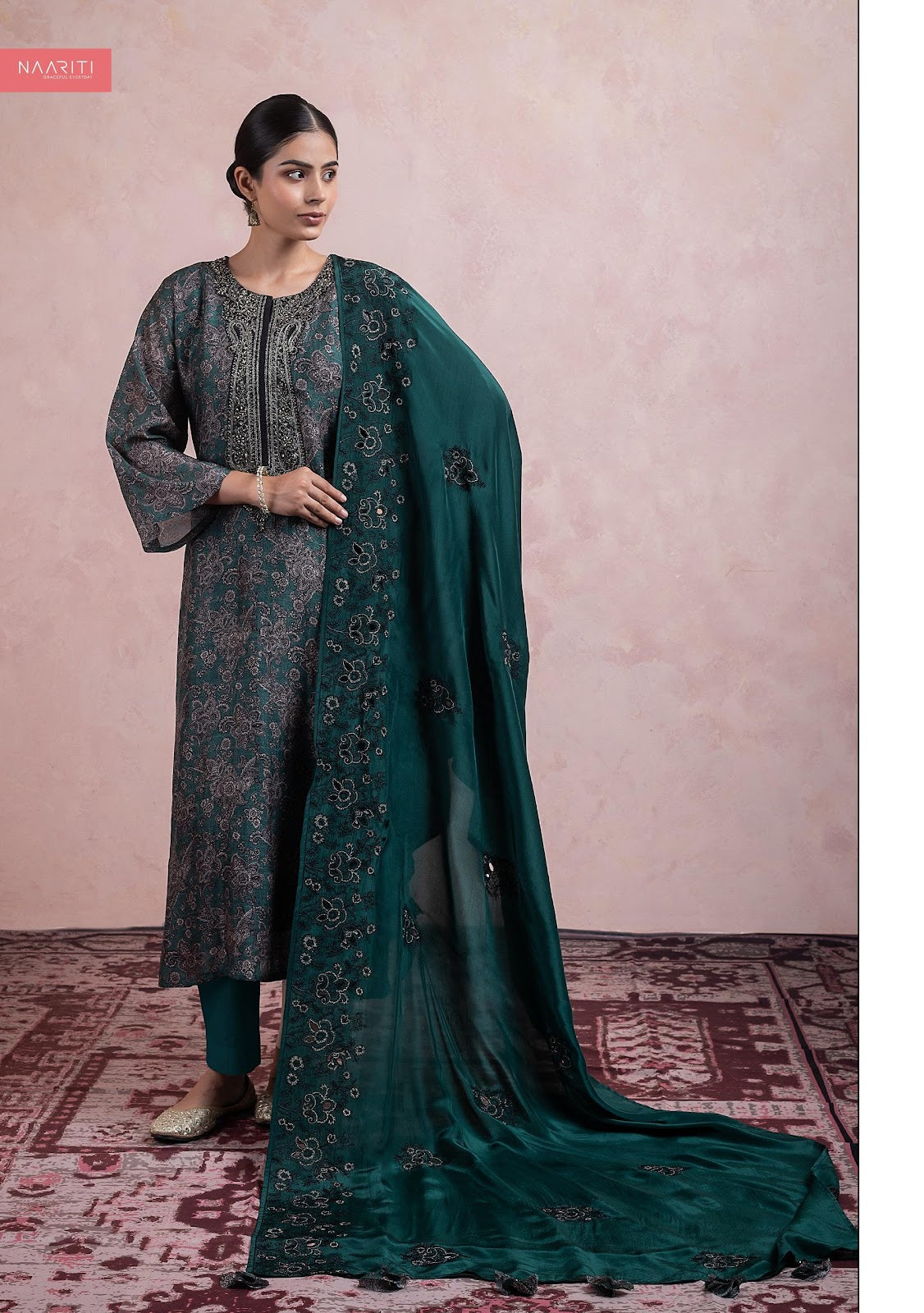 Husnaar Naariti Tussar Silk Pant Style Suits Supplier India