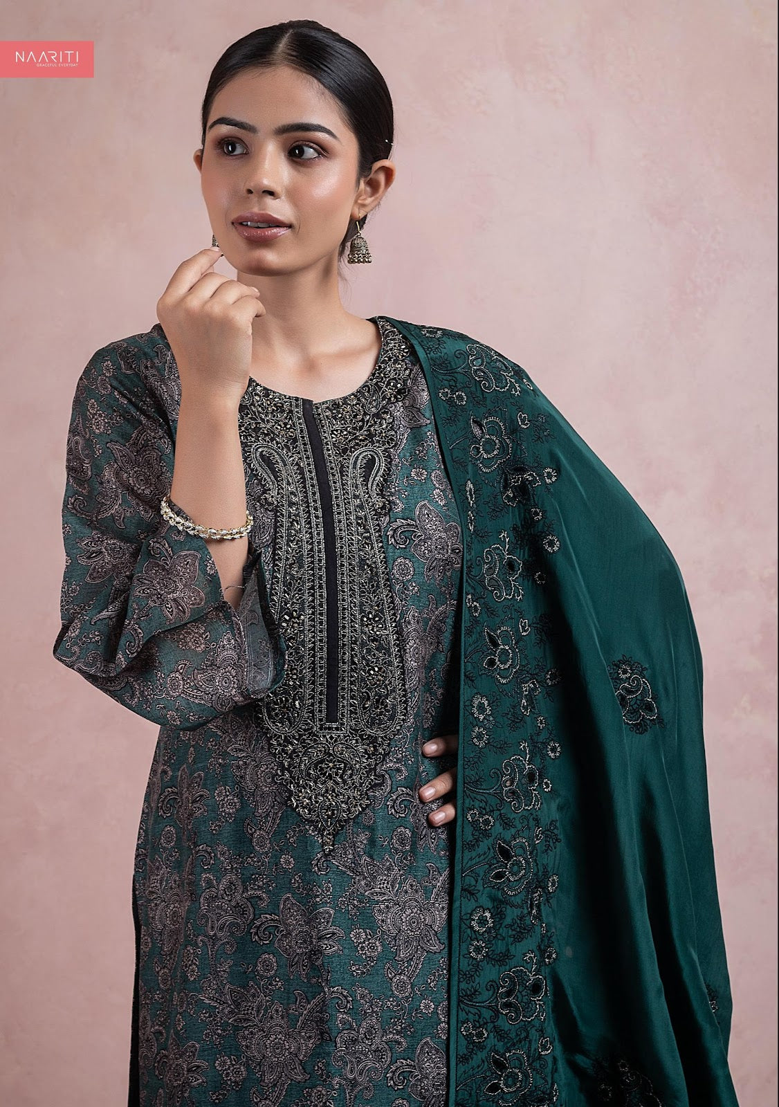 Husnaar Naariti Tussar Silk Pant Style Suits Supplier India