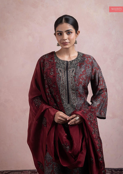 Husnaar Naariti Tussar Silk Pant Style Suits Supplier India