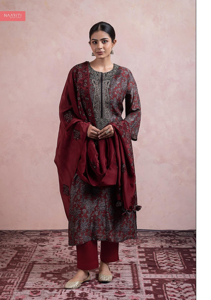 Husnaar Naariti Tussar Silk Pant Style Suits Supplier India