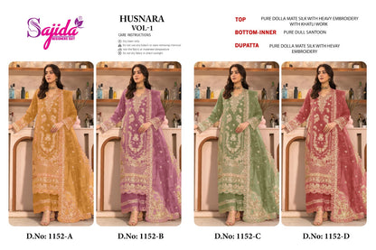 Husnara Vol 1 Sajida Pure Dola Pakistani Salwar Suits Exporter Ahmedabad