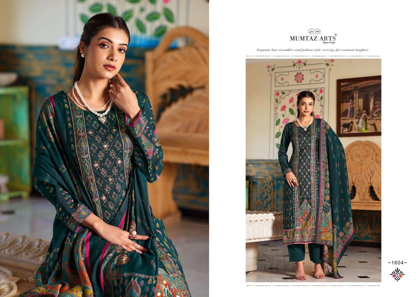 Husniya Mumtaz Arts Modal Silk Karachi Salwar Suits Exporter India
