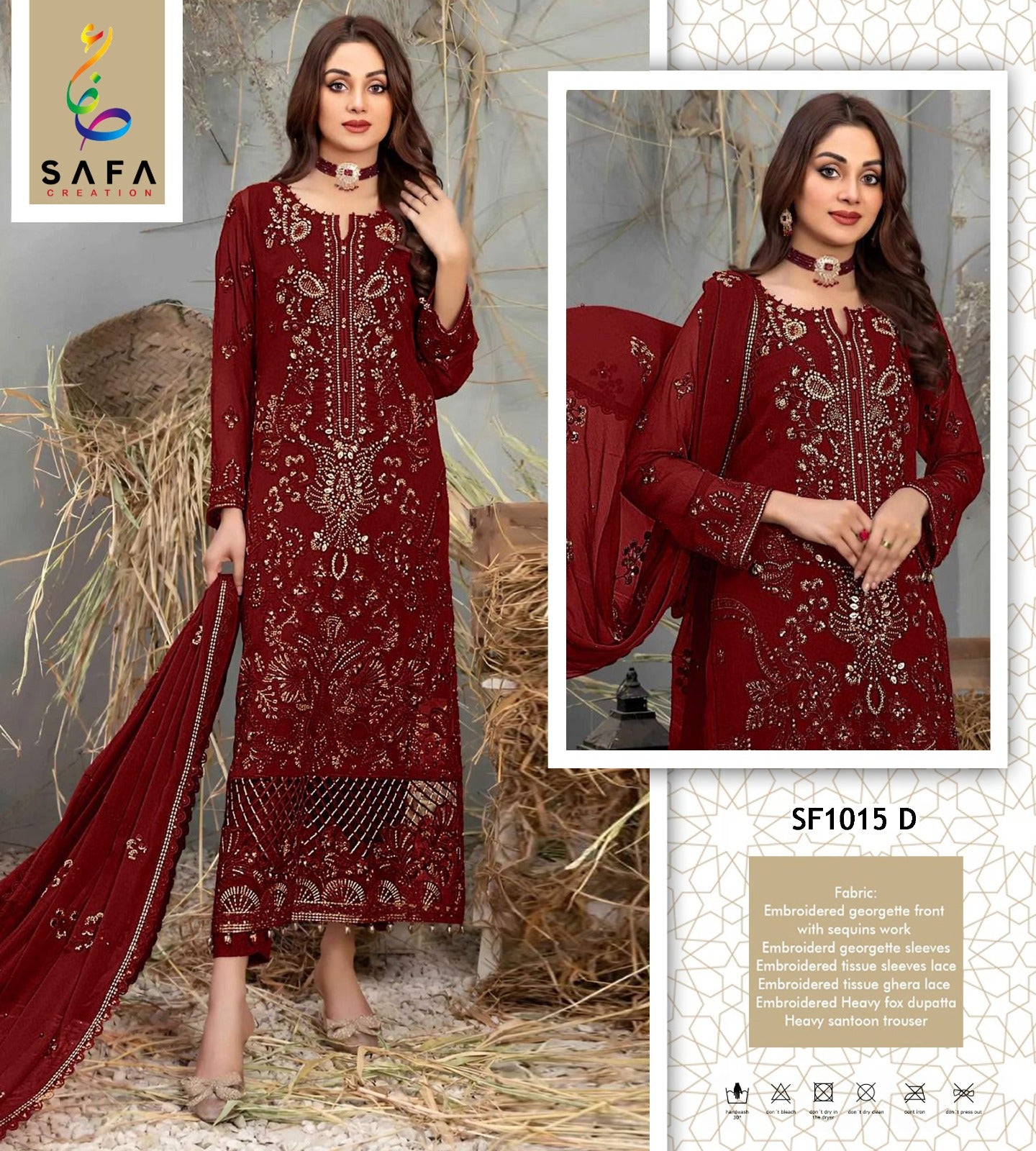 Hya-1015Abcd सफा क्रिएशन जॉर्जेट पाकिस्तानी सलवार सूट निर्माता गुजरात