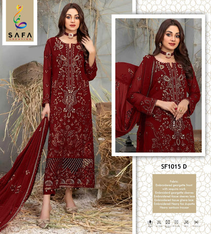 Hya-1015Abcd सफा क्रिएशन जॉर्जेट पाकिस्तानी सलवार सूट निर्माता गुजरात