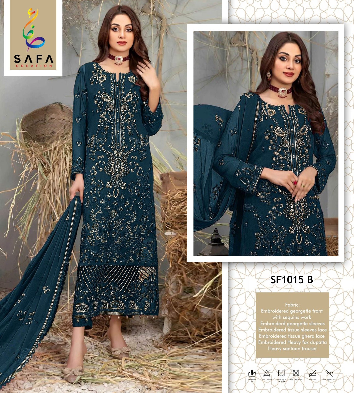 Hya-1015Abcd सफा क्रिएशन जॉर्जेट पाकिस्तानी सलवार सूट निर्माता गुजरात