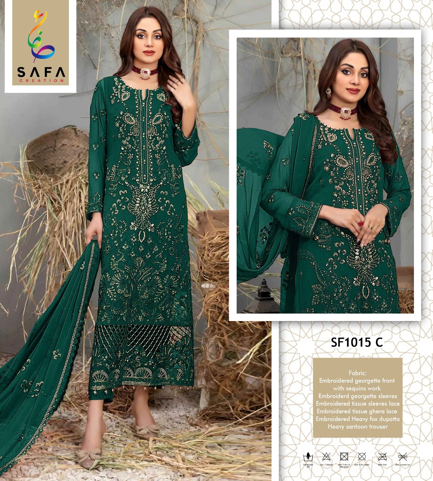 Hya-1015Abcd सफा क्रिएशन जॉर्जेट पाकिस्तानी सलवार सूट निर्माता गुजरात