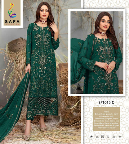 Hya-1015Abcd सफा क्रिएशन जॉर्जेट पाकिस्तानी सलवार सूट निर्माता गुजरात
