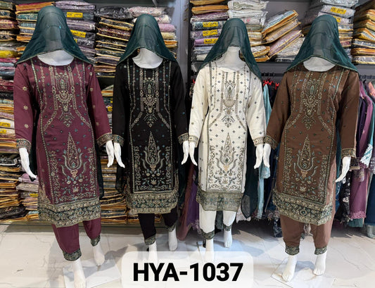 Hya 1037 Safa Creation Georgette Pakistani Readymade Suits Exporter Ahmedabad