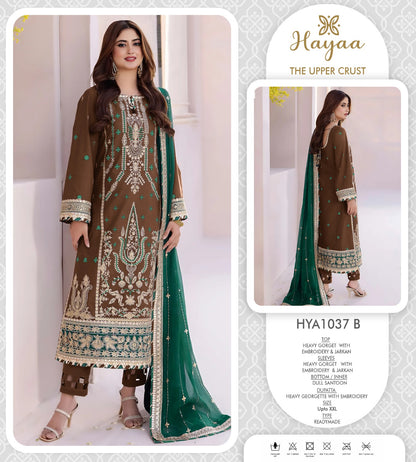 Hya 1037 Safa Creation Georgette Pakistani Readymade Suits Exporter Ahmedabad