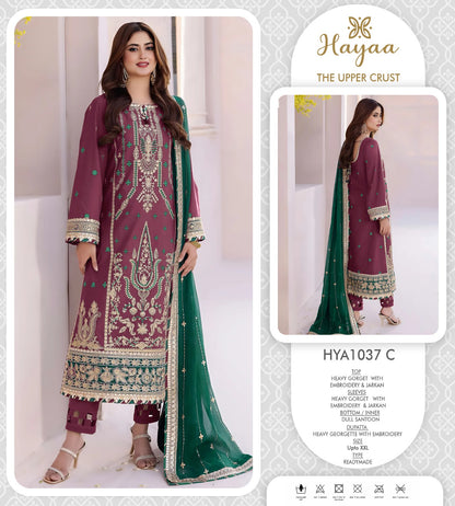 Hya 1037 Safa Creation Georgette Pakistani Readymade Suits Exporter Ahmedabad