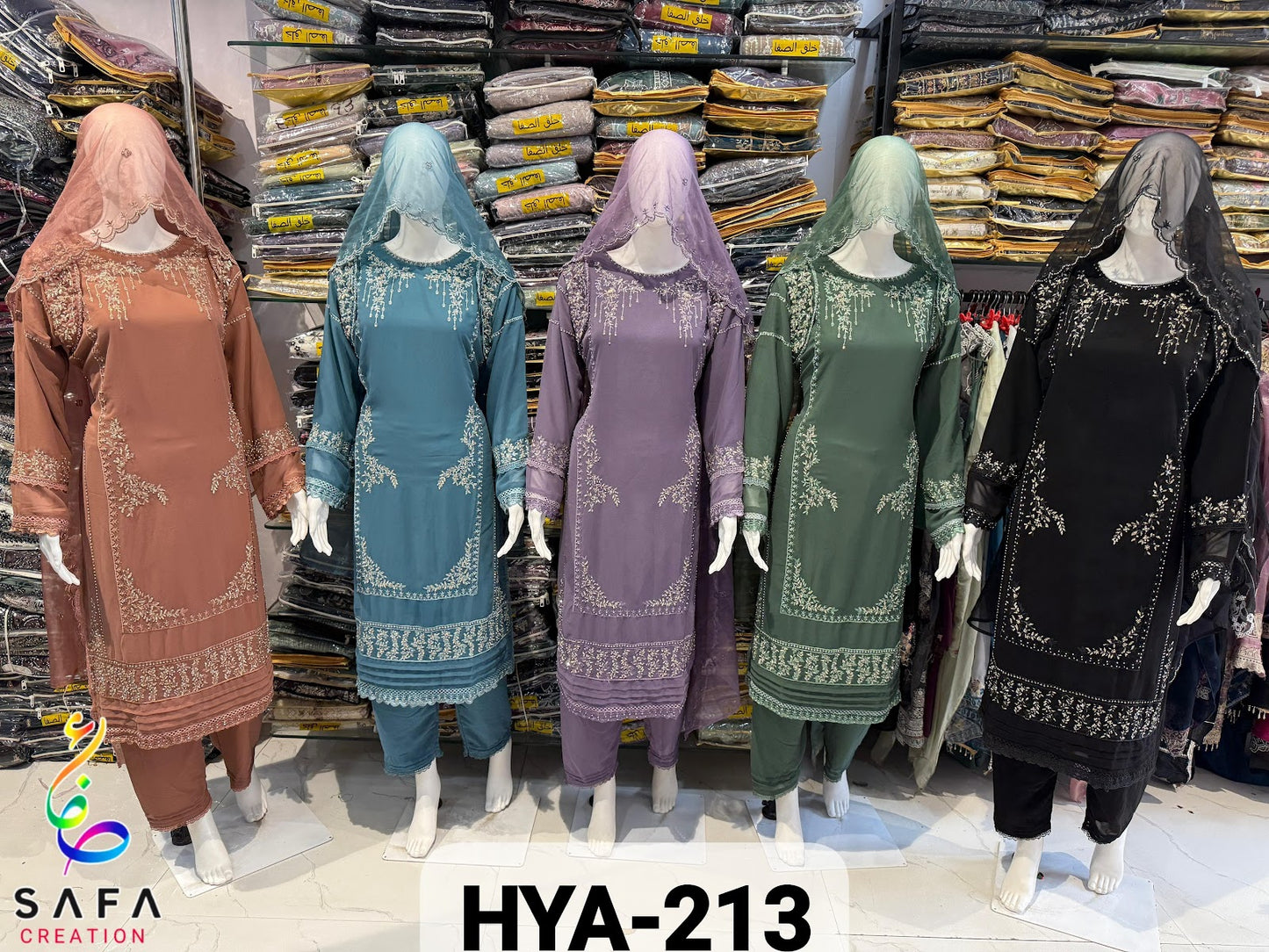 Hya 213 Safa Creation Georgette Pakistani Readymade Suits Supplier
