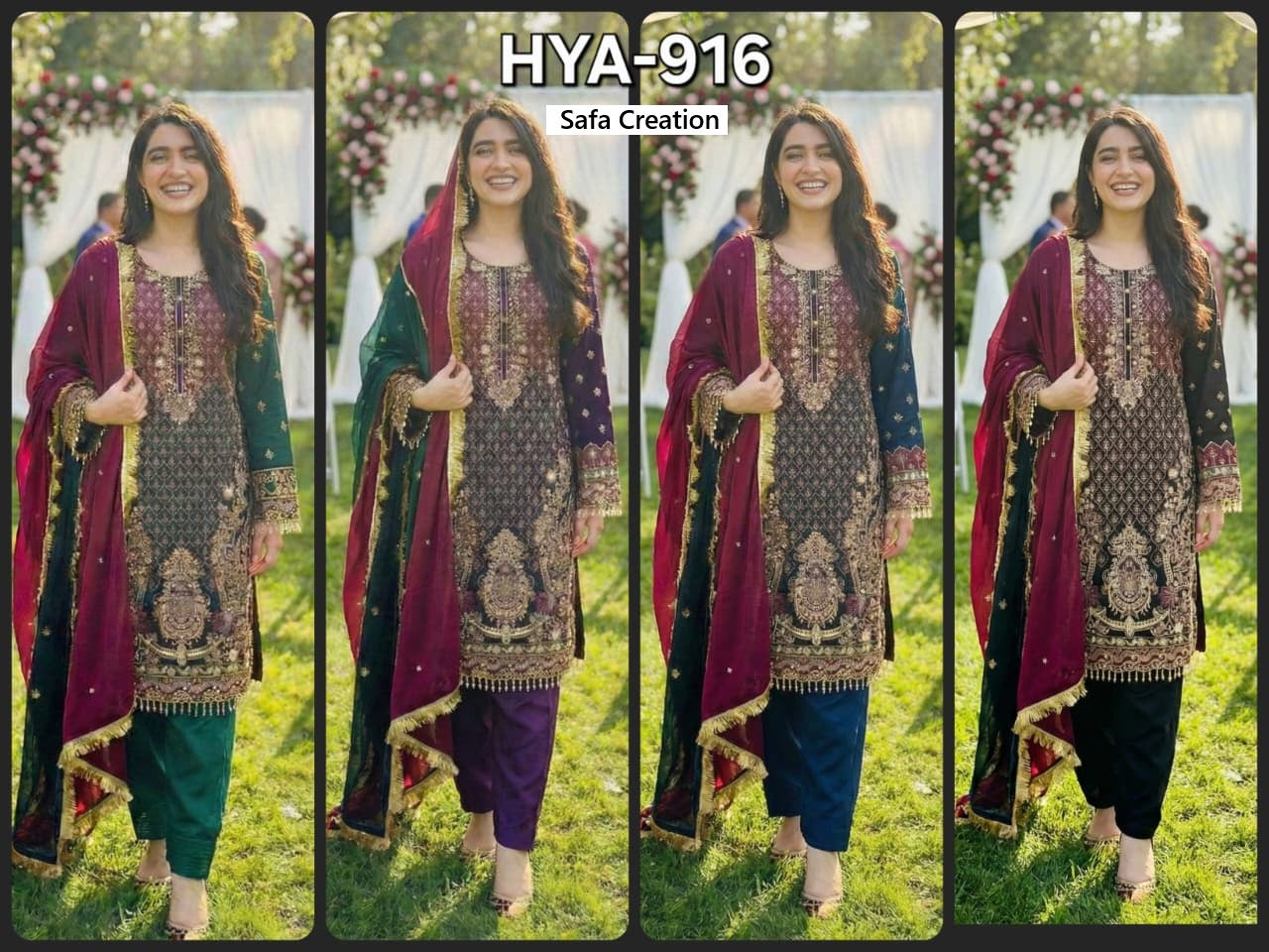 Hya 916 Safa Creation Georgette Pakistani Readymade Suits Supplier
