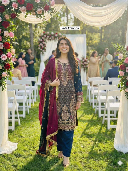 Hya 916 Safa Creation Georgette Pakistani Readymade Suits Supplier