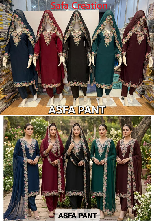 Hya Asfa Safa Creation Georgette Pakistani Readymade Suits Manufacturer Gujarat