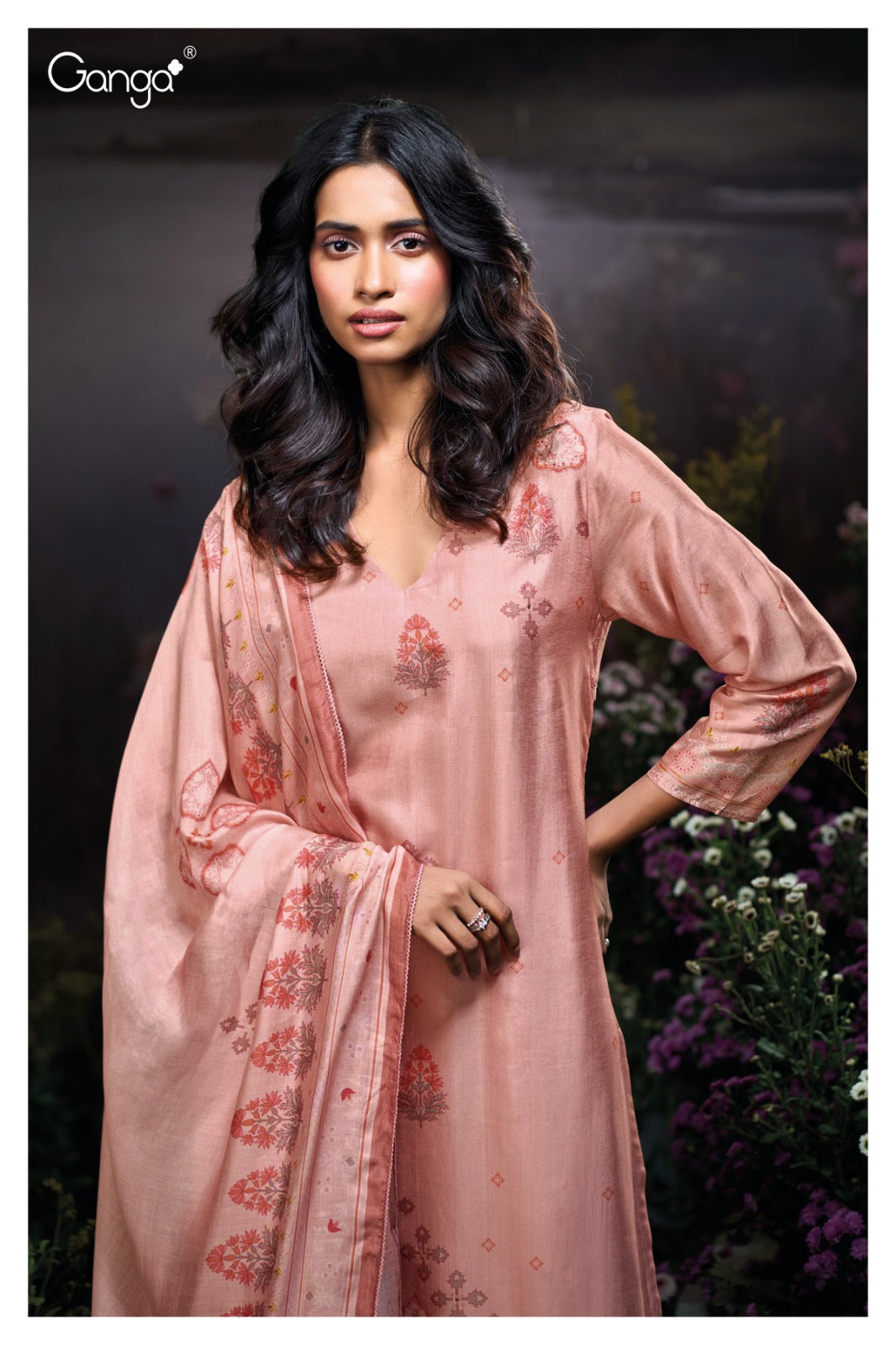 Hyanci 3924 Ganga Russian Silk Plazzo Style Suits Supplier Gujarat