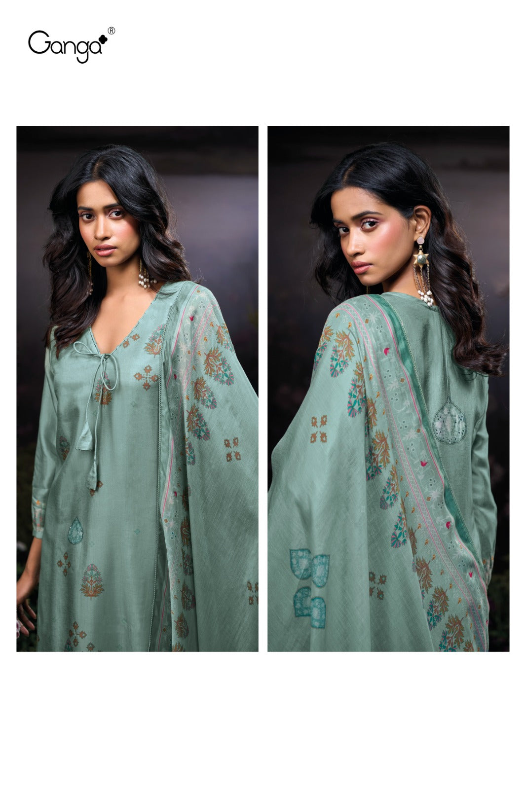 Hyanci 3924 Ganga Russian Silk Plazzo Style Suits Supplier Gujarat