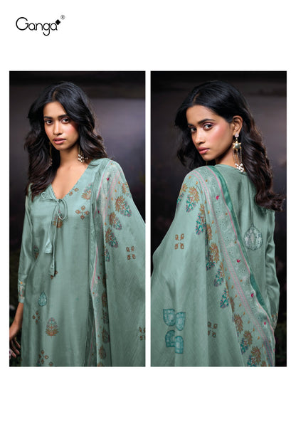 Hyanci 3924 Ganga Russian Silk Plazzo Style Suits Supplier Gujarat