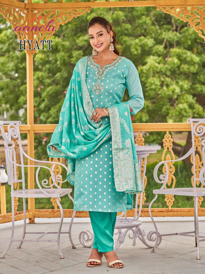 Hyatt 120326 Aanchi Shimmer Readymade Pant Style Suits Wholesale