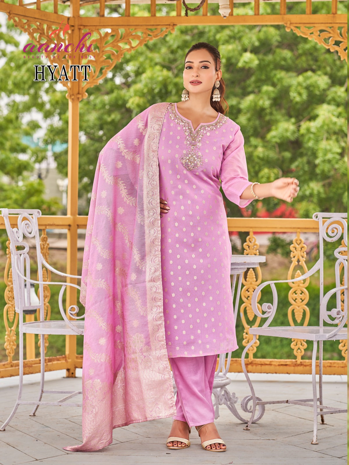 Hyatt 120326 Aanchi Shimmer Readymade Pant Style Suits Wholesale