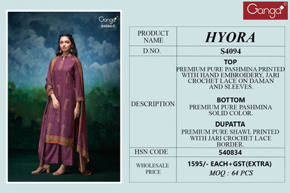 Hyora 4094 Ganga Pashmina Suits Manufacturer