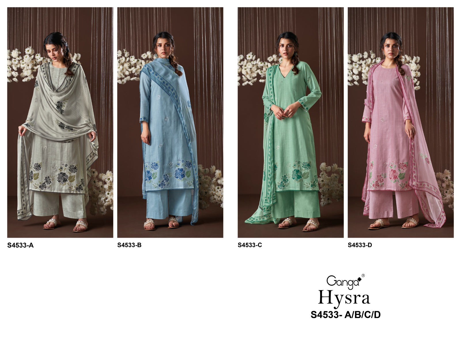 Hysra 4533 Ganga Lilen Plazzo Style Suits Manufacturer