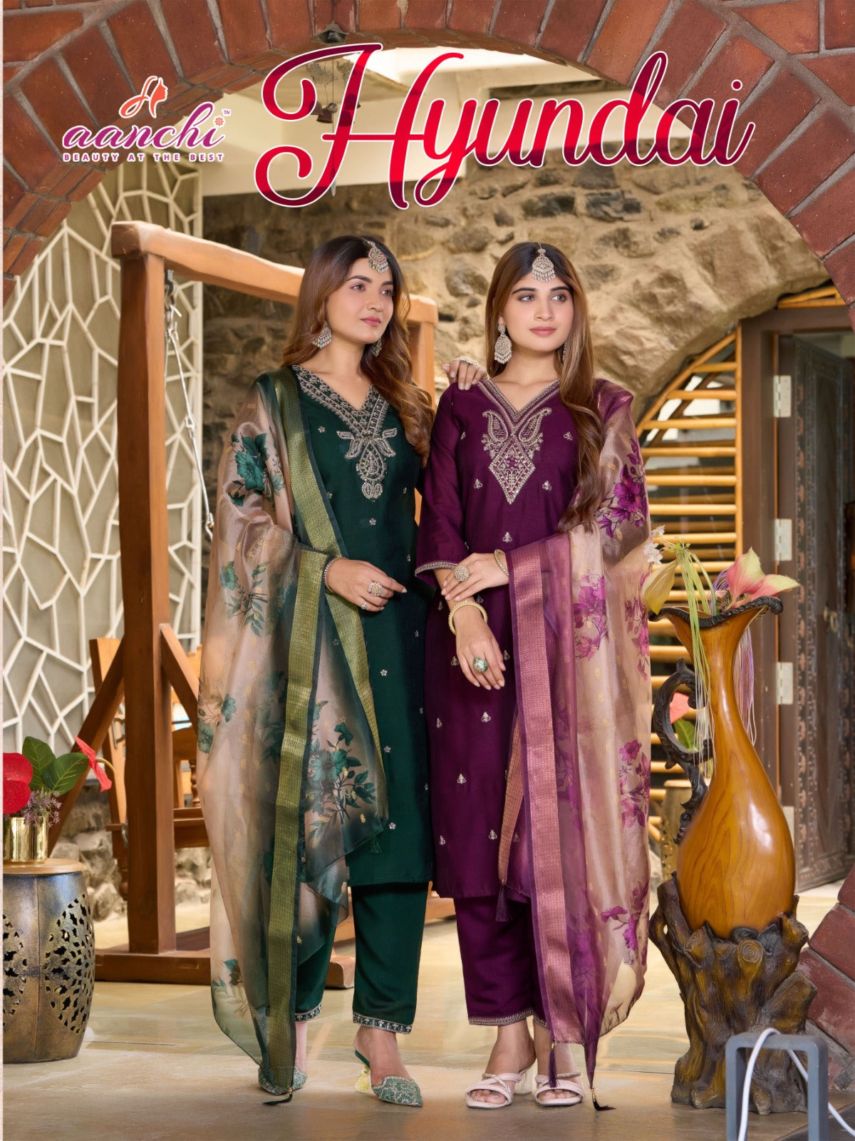 Hyundai Aanchi Vichitra Readymade Pant Style Suits Wholesaler Ahmedabad