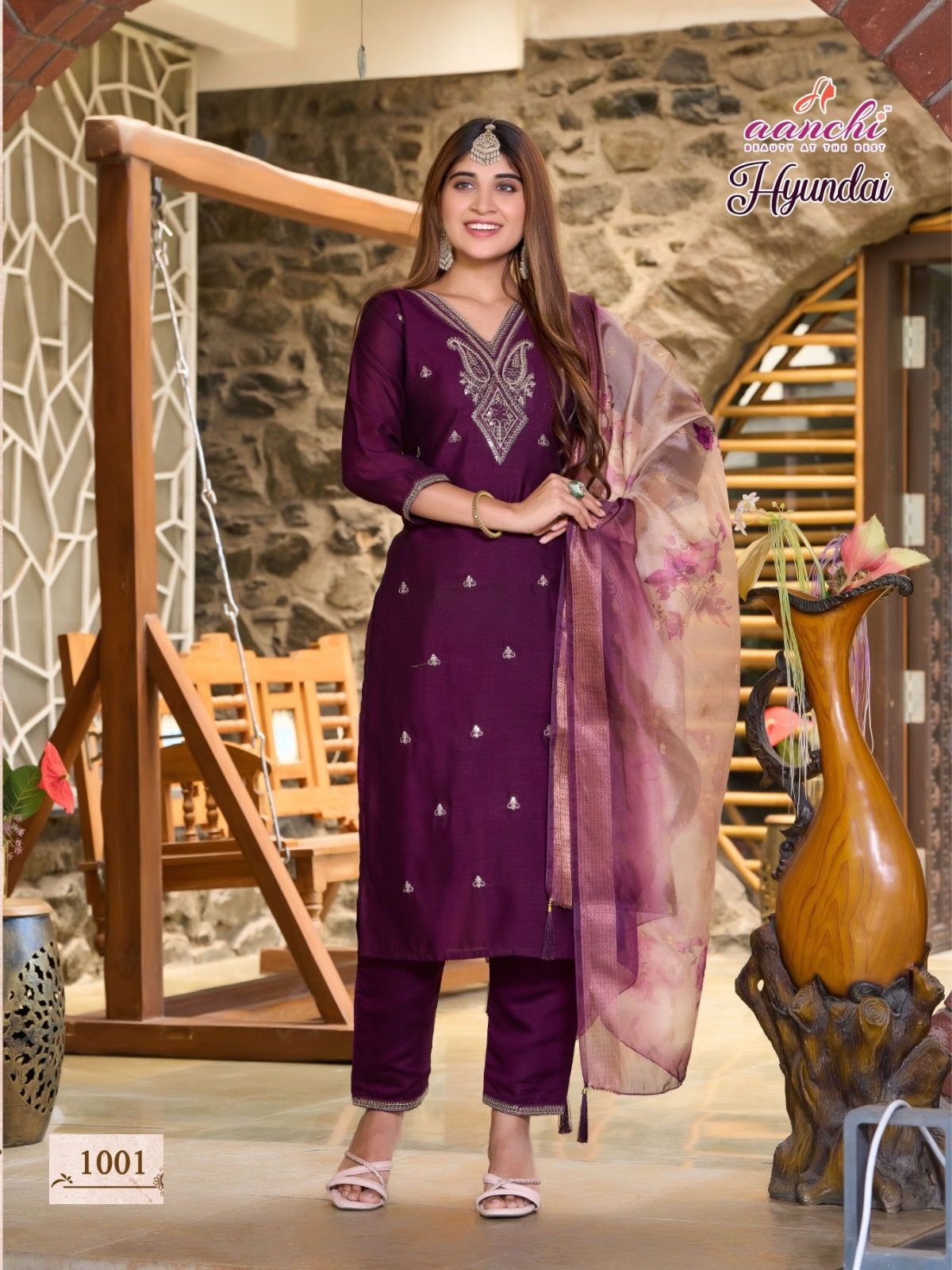 Hyundai Aanchi Vichitra Readymade Pant Style Suits Wholesaler Ahmedabad