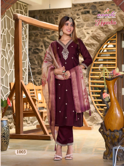 Hyundai Aanchi Vichitra Readymade Pant Style Suits Wholesaler Ahmedabad