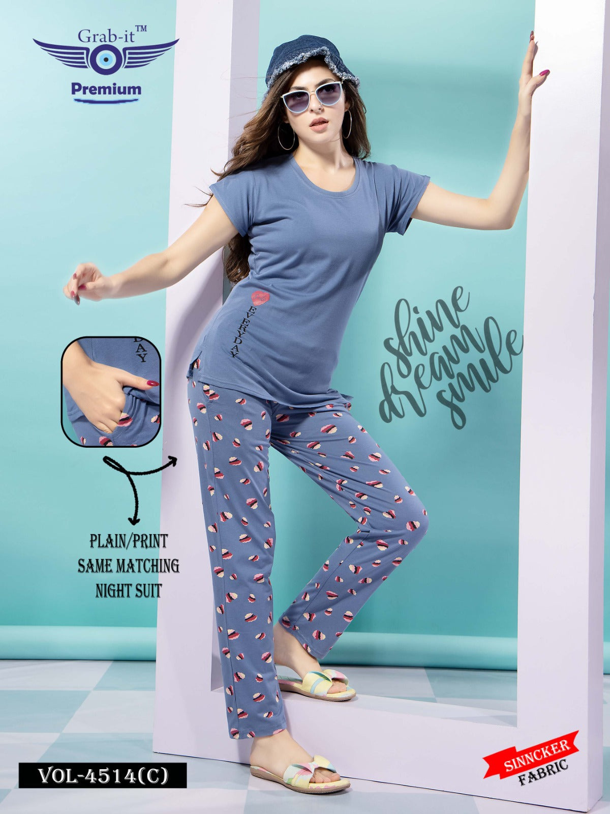 4514 C Grab It Sinker Pyjama Night Suits Exporter