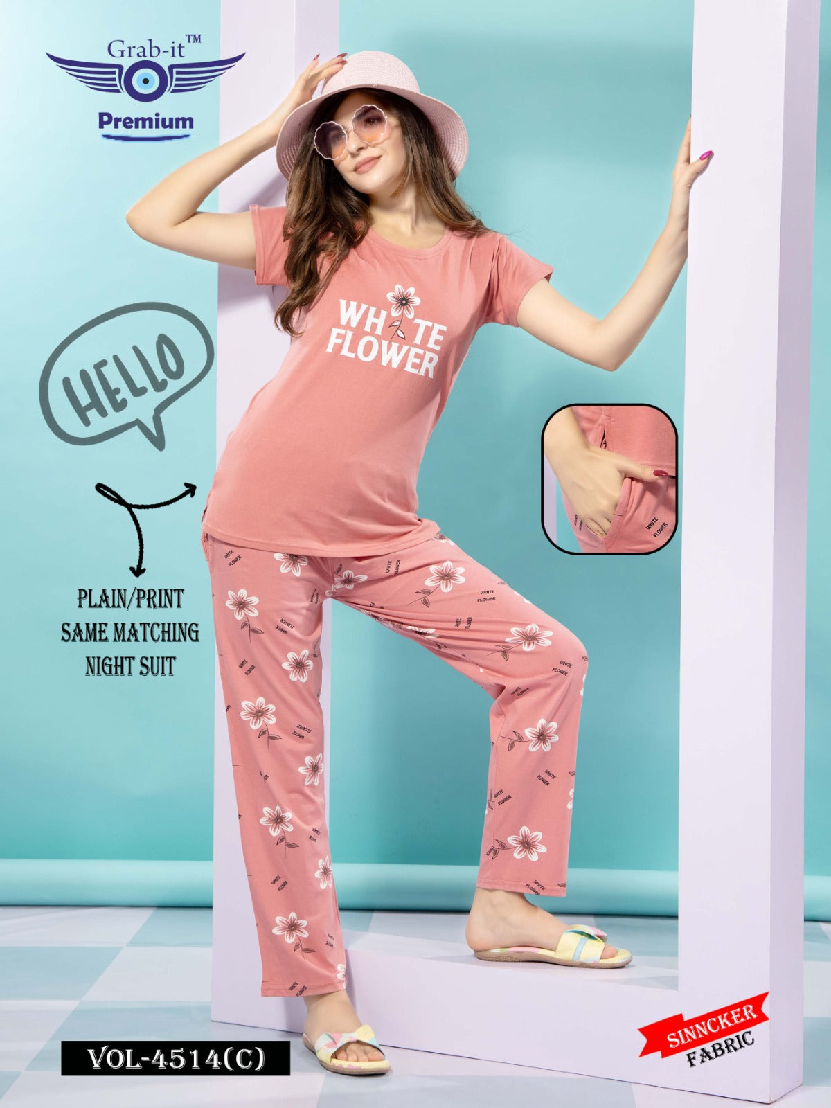 4514 C Grab It Sinker Pyjama Night Suits Exporter