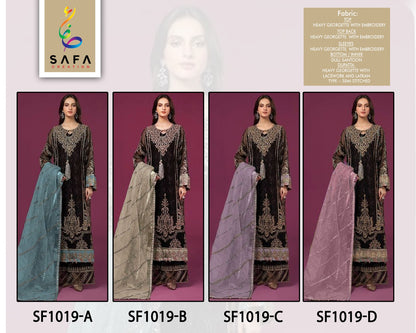 1019Abcd Safa Creation Georgette Pakistani Salwar Suits Wholesaler Ahmedabad