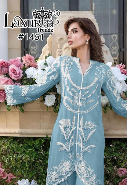1451 New Colours Laxuria Trendz Faux Georgette Pakistani Readymade Suits Wholesale Rate