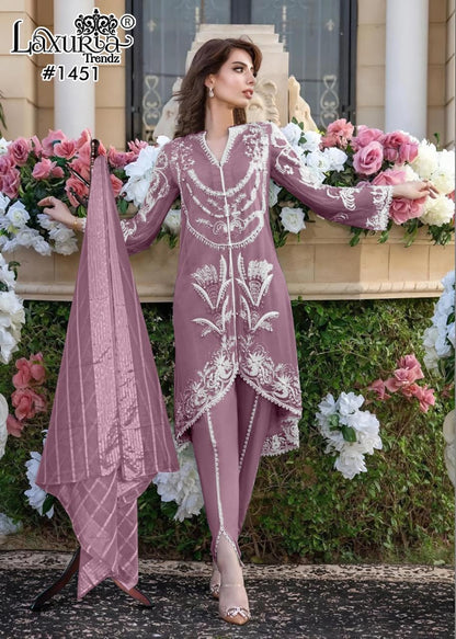 1451 New Colours Laxuria Trendz Faux Georgette Pakistani Readymade Suits Wholesale Rate