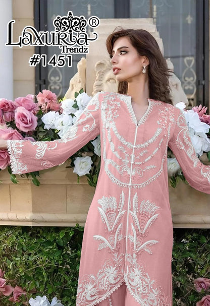 1451 New Colours Laxuria Trendz Faux Georgette Pakistani Readymade Suits Wholesale Rate