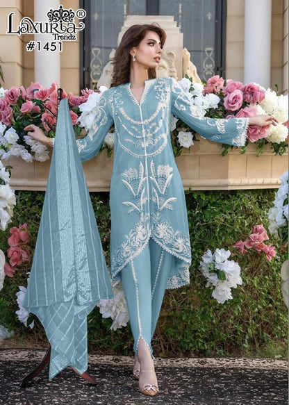 1451 New Colours Laxuria Trendz Faux Georgette Pakistani Readymade Suits Wholesale Rate
