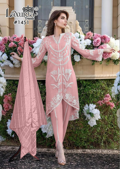 1451 New Colours Laxuria Trendz Faux Georgette Pakistani Readymade Suits Wholesale Rate