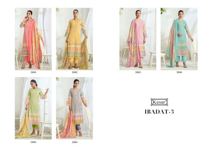 Ibaadat 3 Kesar Cotton Lawn Karachi Salwar Suits Wholesale Price