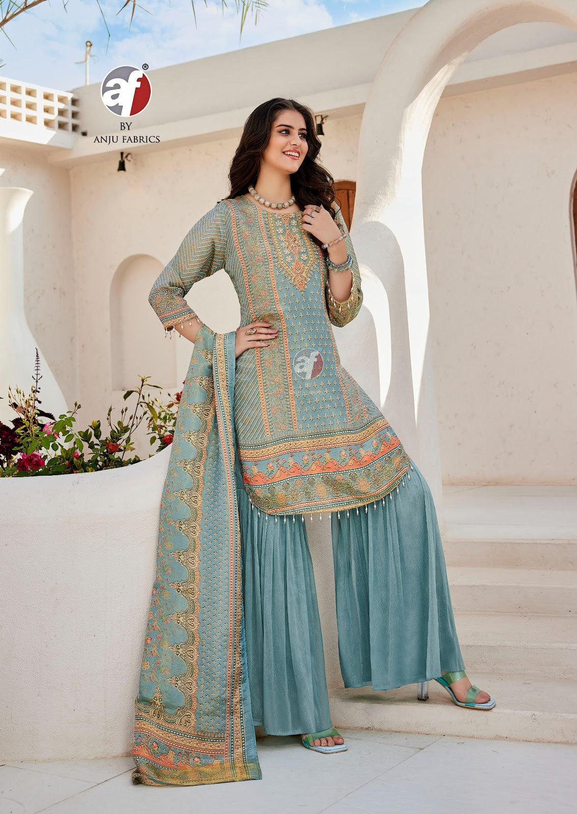 Ibaadat Af Kanjivaram Silk Readymade Sharara Suits Supplier Gujarat