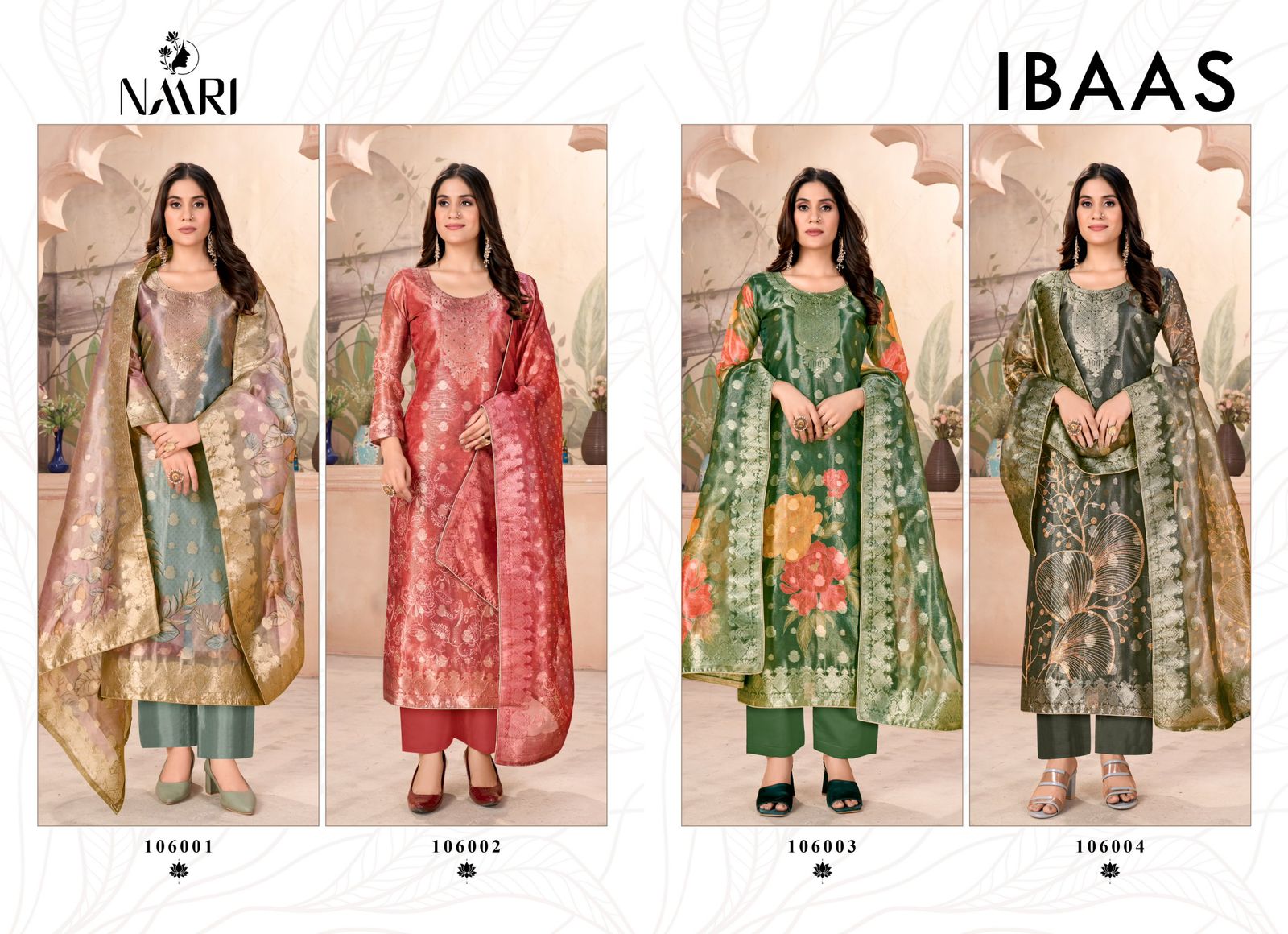 Ibaas Naari Simmer Jacquard Pant Style Suits Supplier Gujarat