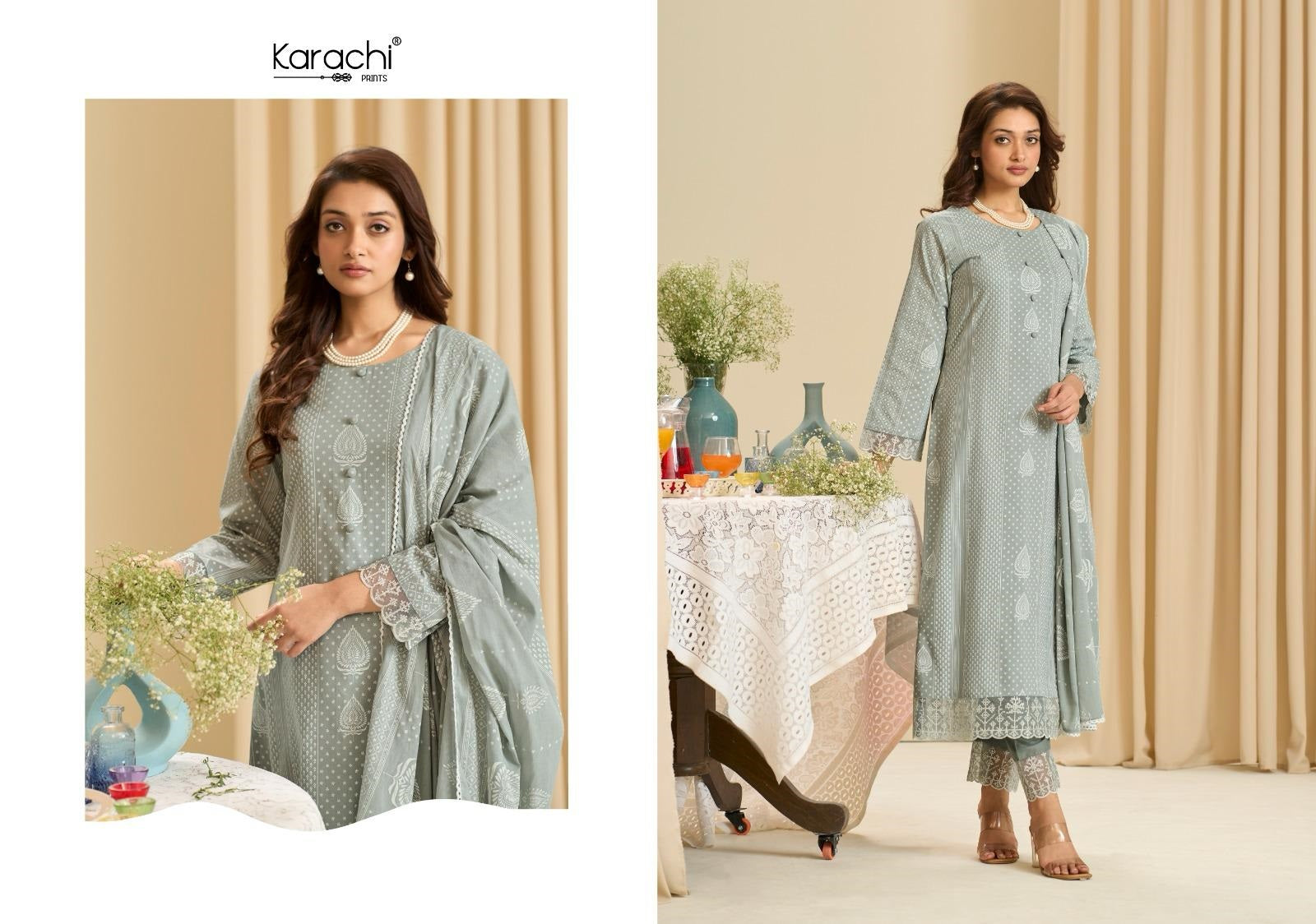 Ibadat 2 Karachi Prints Cambric Pant Style Suits Supplier