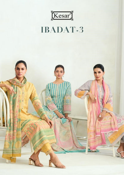 Ibadat 3 Kesar Cotton Pant Style Suits Wholesaler